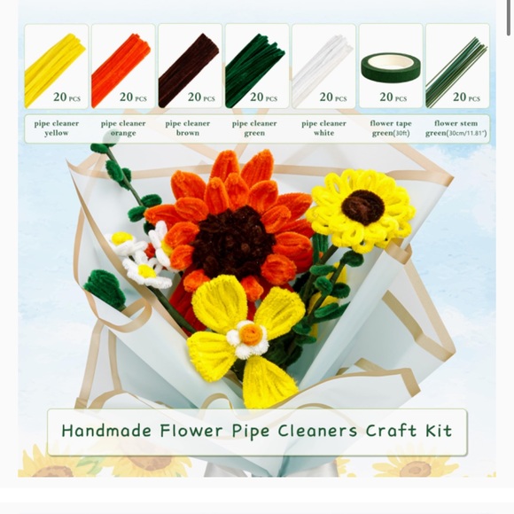 Pipe Cleaner Craft Kits 2 Set Flower Floral Craft Supplies Kids Toys STEM SM4 - Picture 3 of 16